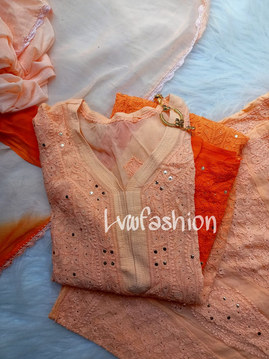Beautiful Premium Georgette Mukaish Add on  3 piece set