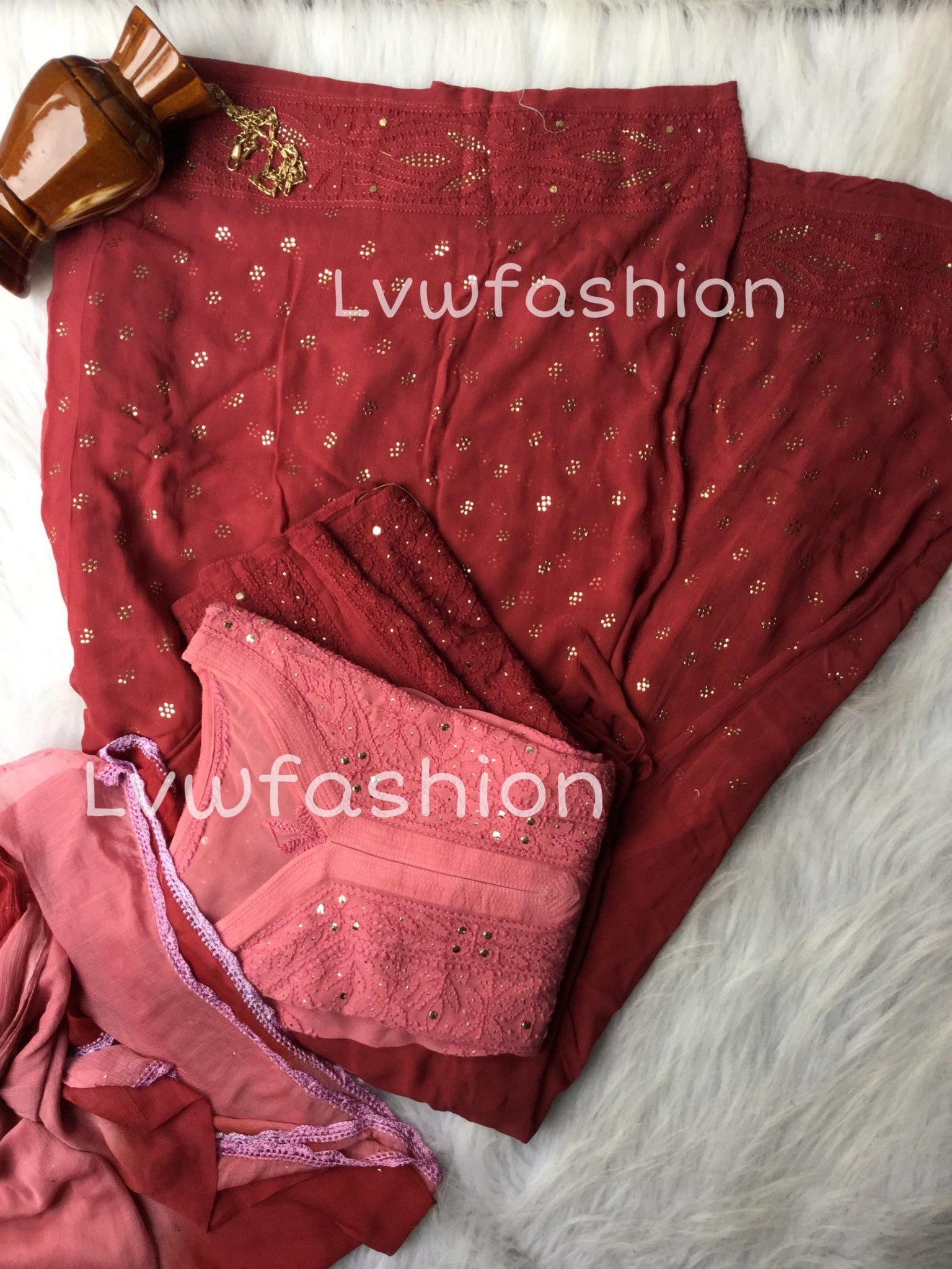 Premium Georgette Unique designs Plazzos 3 piece set