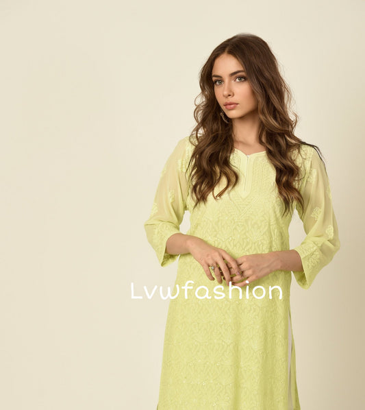 Beautiful Premium Georgette Like Green Premium Georgette Kurta Sharara Set