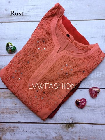 "Elif" Beautiful Shades Premium Georgette Long Kurats