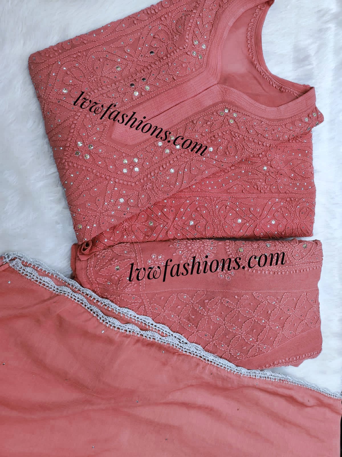 Rose Gold Premium Georgette 3 piece set with inner