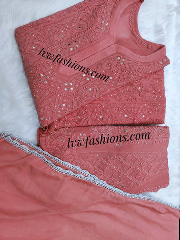 Rose Gold Premium Georgette 3 piece set with inner