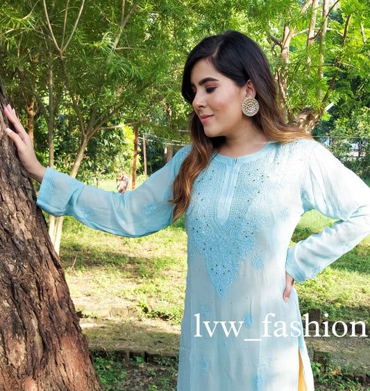 Premium Georgette Neck Bootas Beautiful Kurta