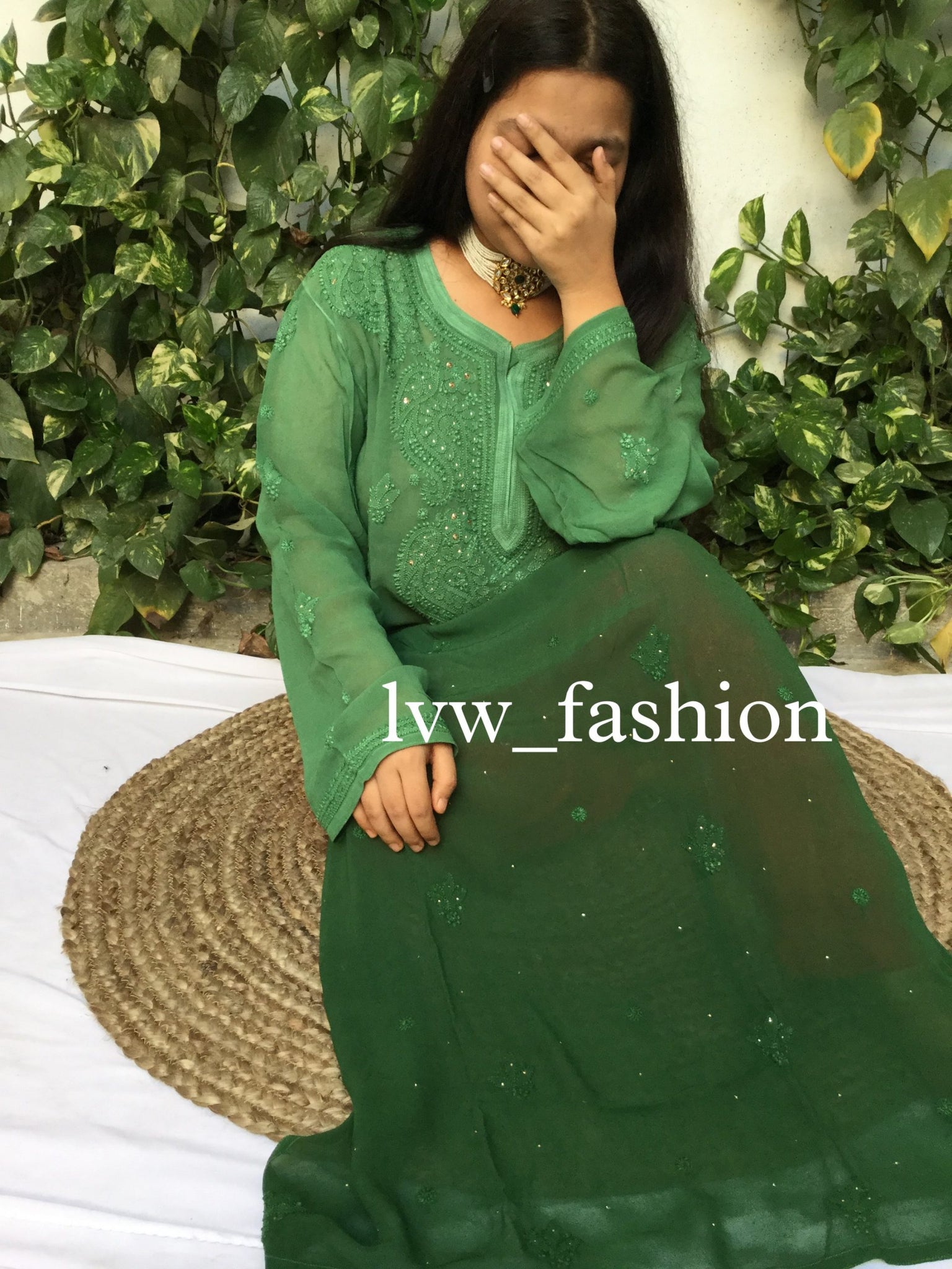 Beautiful Premium Georgette Green Ombre Dyed Kurta