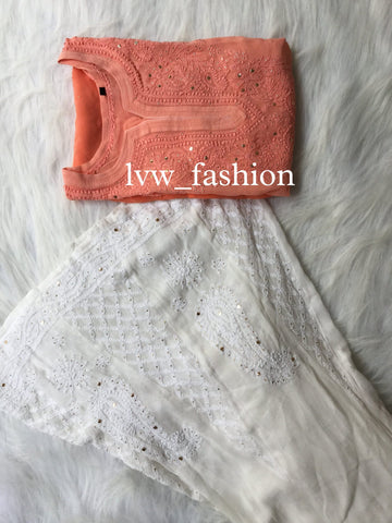Beautiful Peach & White Combination 3 Piece set