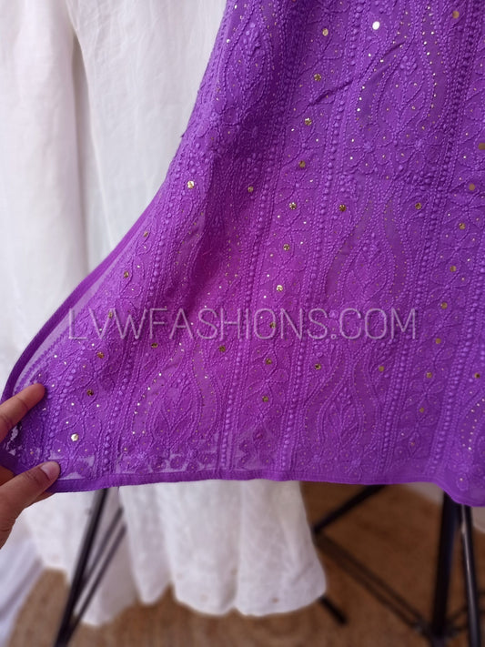 Beautiful Ombre Dyed Kurta Chikankari & Mukaish Add on