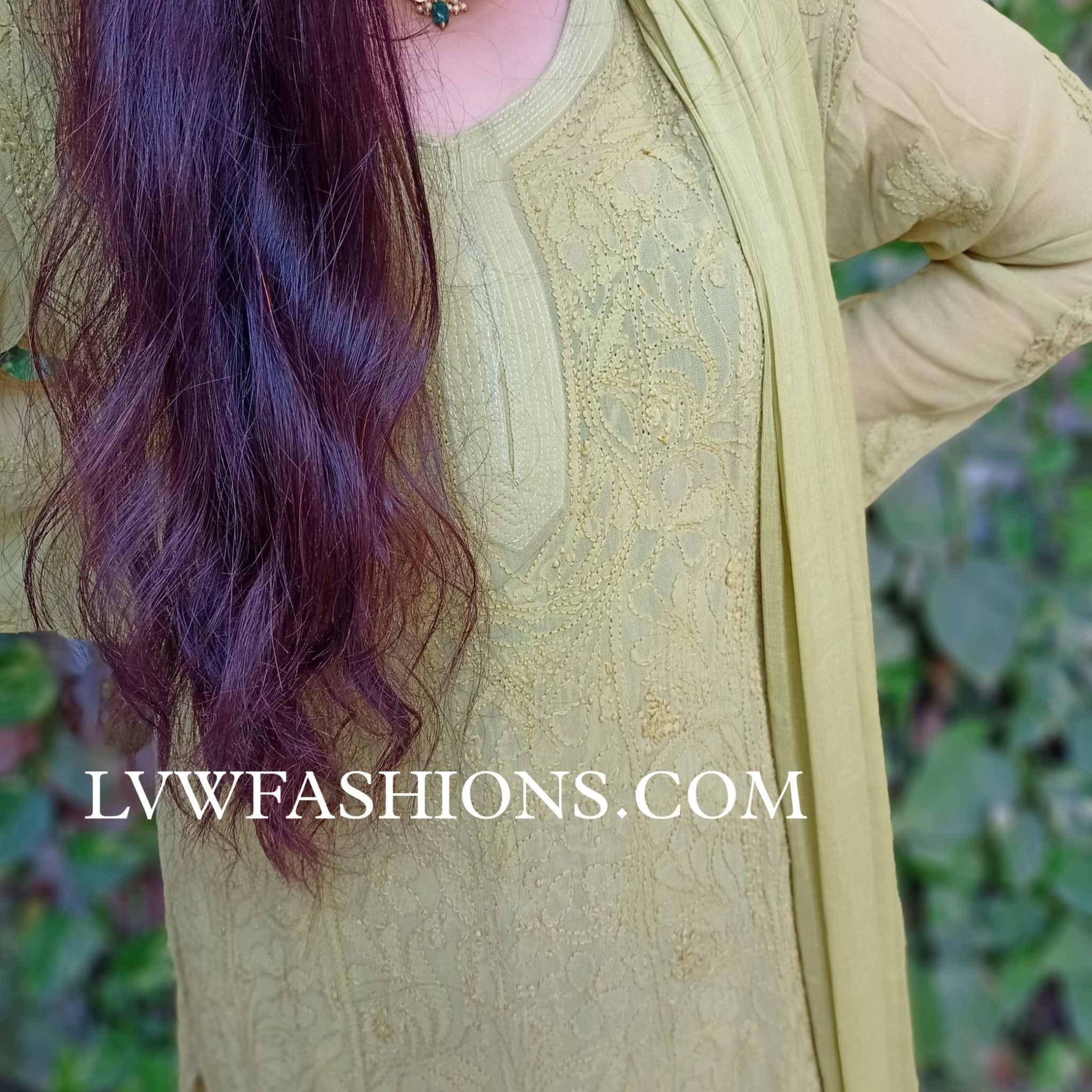 Beautiful Premium Georgette Mahandi Kurta Set