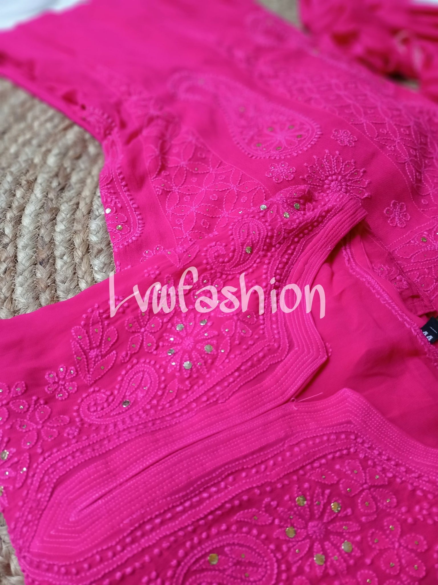Premium Pink Georgette 3 piece set With Slip