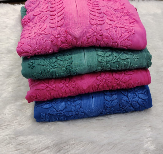 Izra Beautiful Shades Of Premium Georgette Long Kurta With Silk Slip