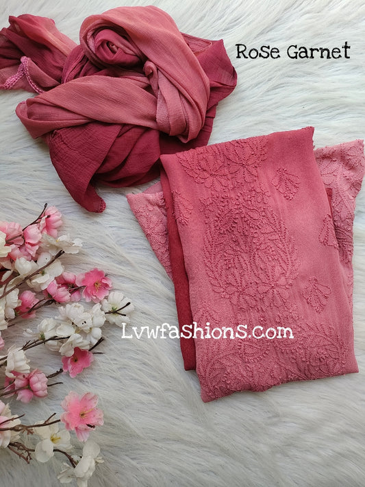 Mehar Premium Georgette Pure Chikankari Ombre Effects Kurta  Copy