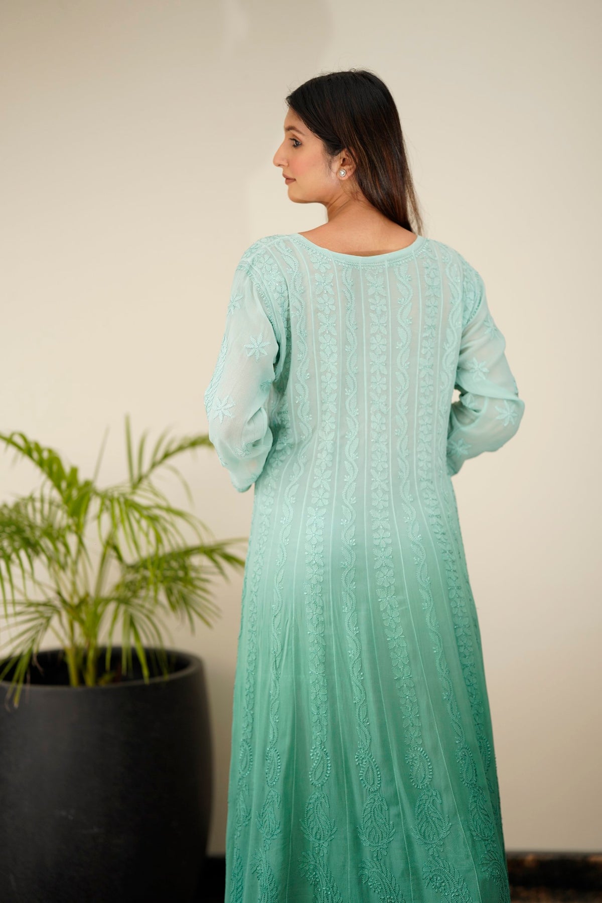 Luxurious Resham Chikankari Anarkali set by LVW Fashion with intricate embroidery, full-length design, and matching dupatta.