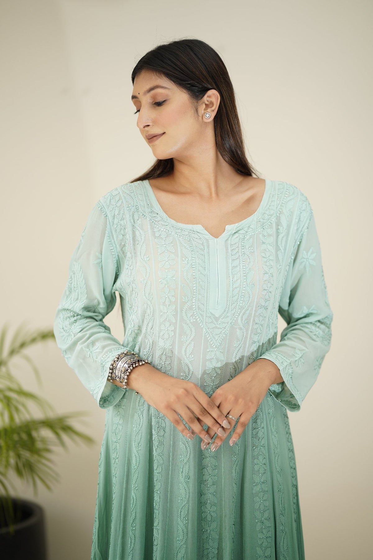 Fida Luxurious Resham Chikankari Anarkali set by LVW Fashion with intricate embroidery, full-length dress, and matching dupatta.