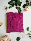 Mahira purple pure georgette long Chikankari kurta with inner, featuring intricate embroidery, by LVW Fashion Luxurious Chikankari.
