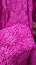 Lavender purple Mahira long Georgette Chikankari kurta with intricate embroidery and inner, by LVW Fashion Luxurious Chikankari.