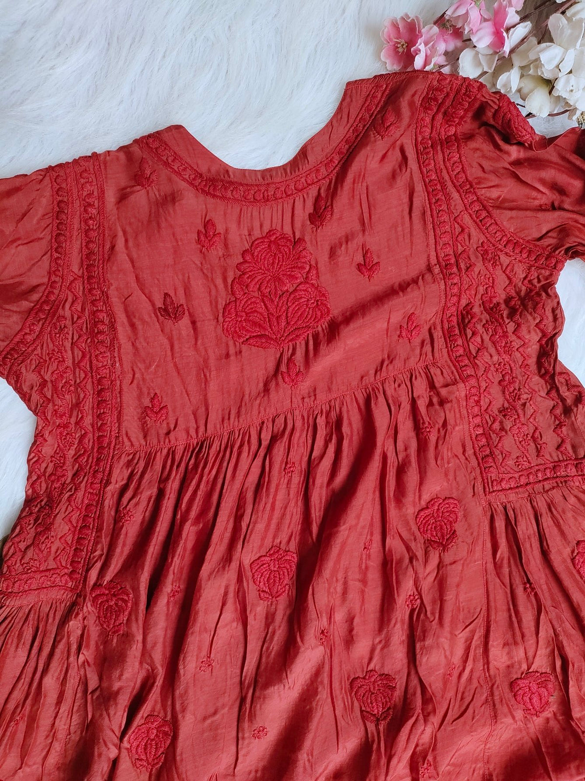 Luxurious Pakizah Silk Chikankari Anarkali Dress by LVW Fashion with intricate embroidery and flowing silhouette, size XL.