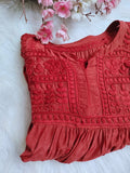 Luxurious Pakizah Silk Chikankari Anarkali Dress by LVW Fashion, featuring intricate embroidery and elegant design.