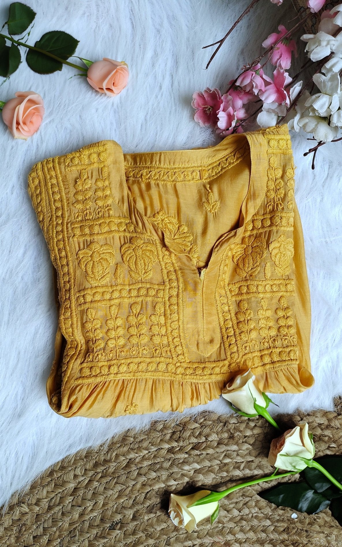 Luxurious Pakizah super soft silk Chikankari tunic by LVW Fashion, showcasing intricate embroidery and elegant styling.