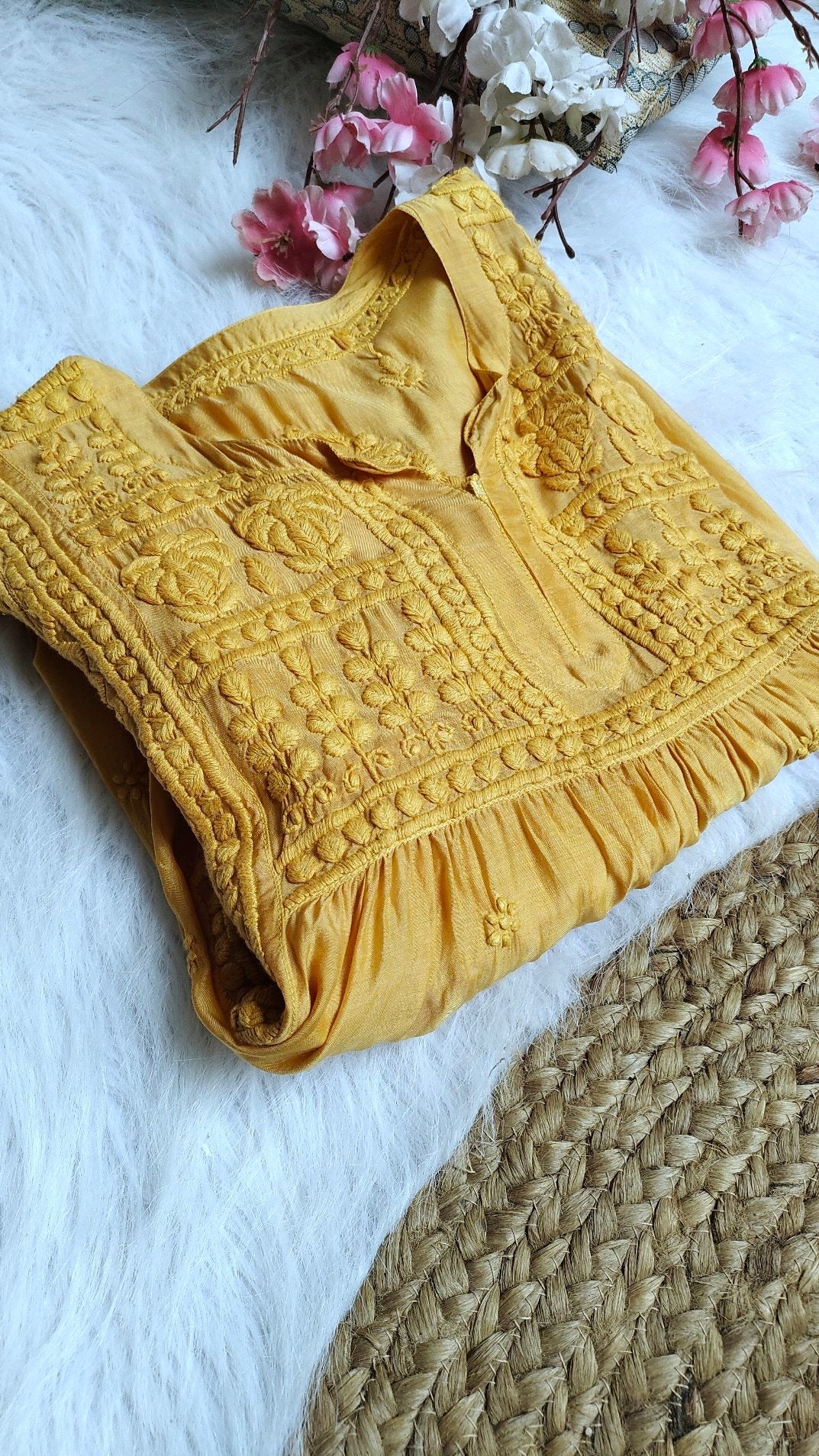 Luxurious Pakizah Super Soft Silk Chikankari Tunic by LVW Fashion, showcasing intricate embroidery and elegant styling.