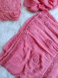 Pink tulip tunic and chikankari Gharara set by LVW Fashion, featuring intricate embroidery and traditional design.