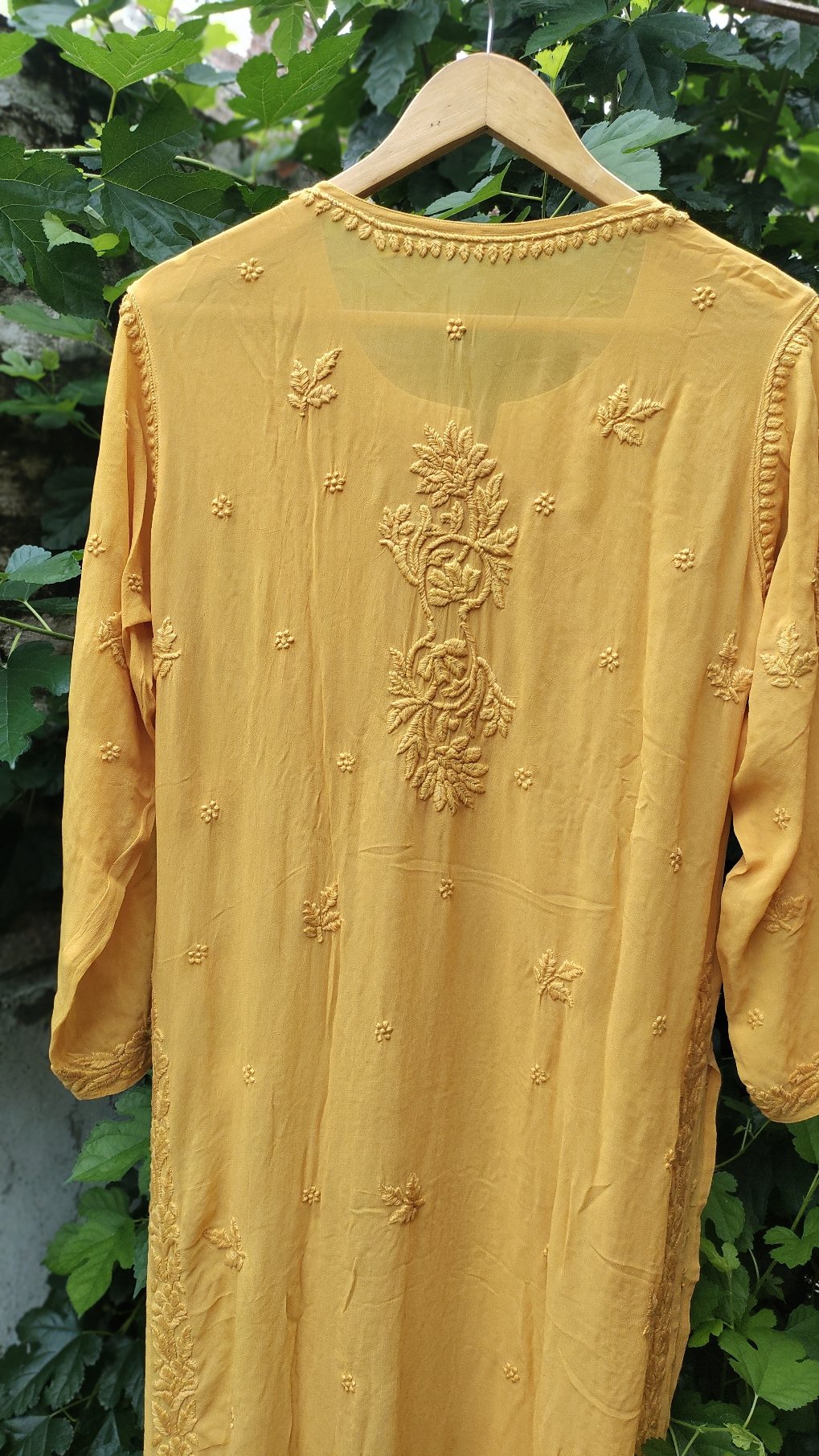 Mahira Premium Georgette long Chikankari kurta by LVW Fashion Luxurious with matching pants and dupatta, showcasing intricate embroidery.