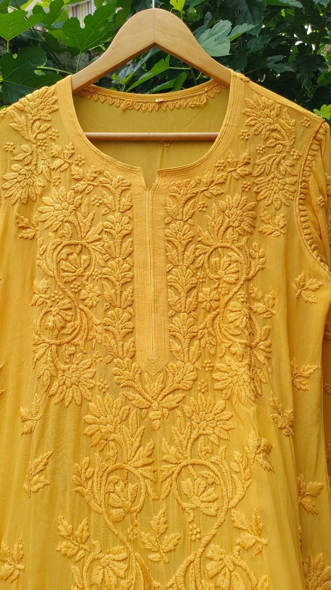 Mahira Premium Georgette long Chikankari kurta from LVW Fashion with matching pant and dupatta, showcasing intricate embroidery and luxurious fabric.