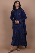 Blue Fida Luxurious Look premium georgette Anarkali by LVW Fashion Luxurious Chikankari with handcrafted chikankari and kamdani embroidery.