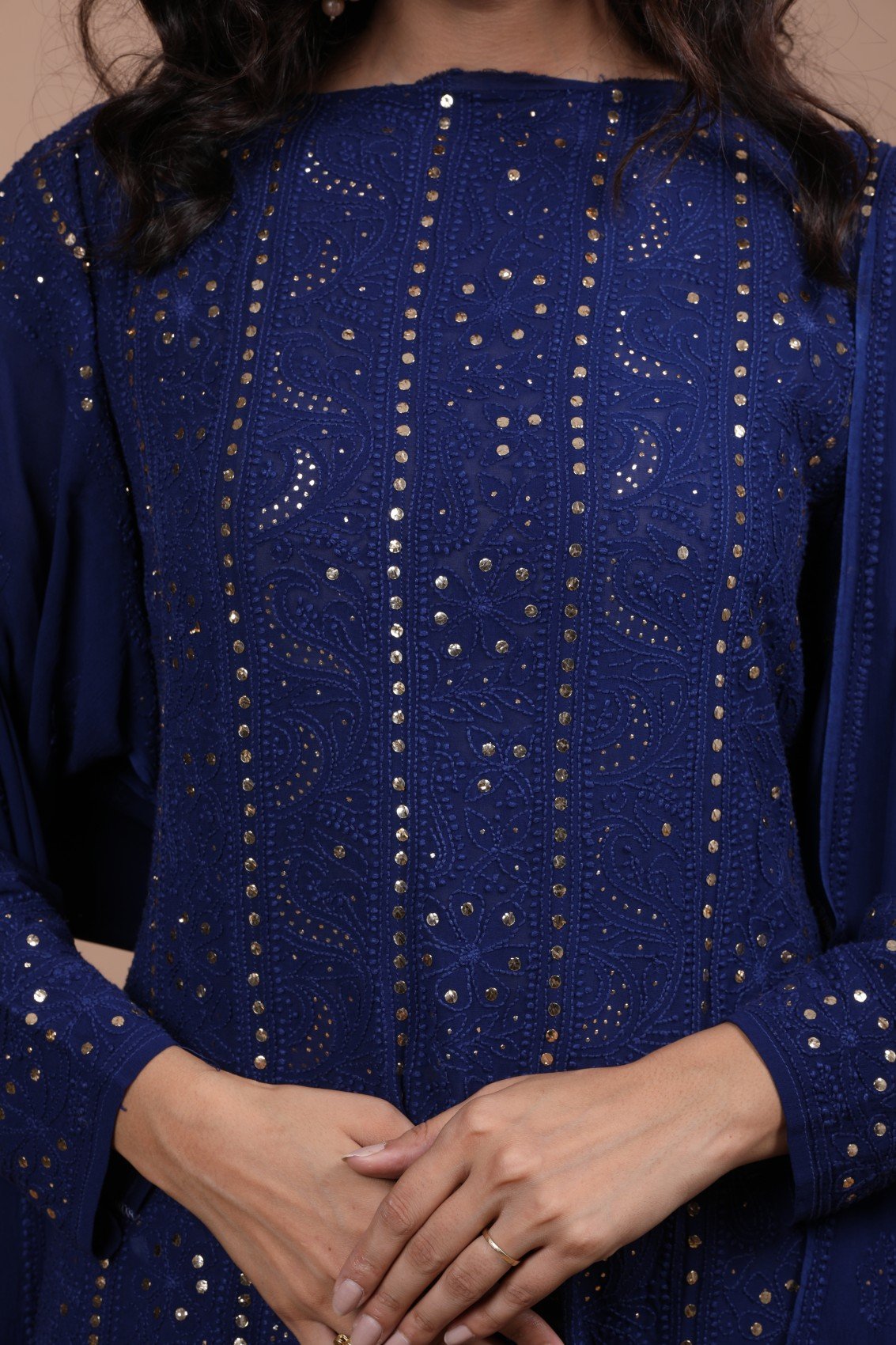 Fida Luxurious Look premium georgette semi-stitched Anarkali with intricate Chikankari and Kamdani embroidery by LVW Fashion Luxurious Chikankari