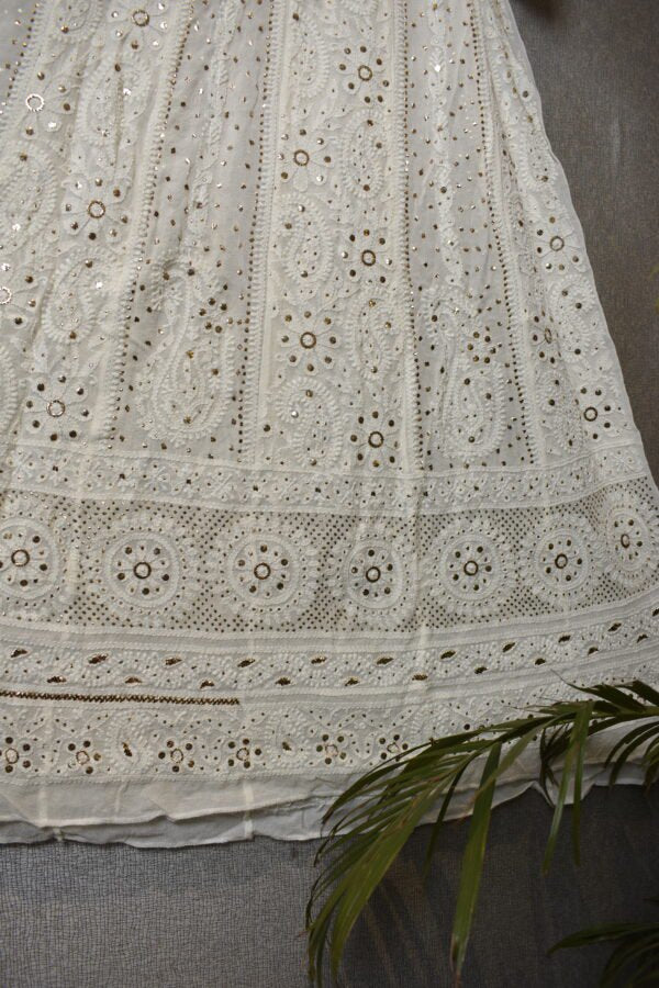 Semi-stitched Fida Our Festivel Collection Anarkali by LVW Fashion in premium georgette with intricate chikankari and mukaish embroidery.