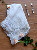 Elegant pure chiffon dupatta with intricate SARA Chikankari embroidery by LVW Fashion, showcasing delicate craftsmanship and luxurious design.