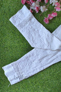 Stretchable cotton Chikankari pant with lace detail by LVW Fashion, showcasing intricate embroidery and a comfortable free size fit.