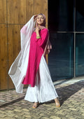 Pink and white Chikankari Sharara set by LVW Fashion, featuring intricate embroidery and a luxurious look.