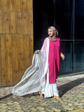Pink and white Chikankari Sharara set by LVW Fashion Luxurious Look, featuring intricate embroidery and traditional design.