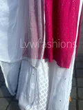 Pink and white Chikankari sharara set by LVW Fashion Luxurious, featuring intricate embroidery and a luxurious look.