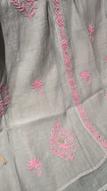 Green Pure Chanderi Anarkali Kurta Set with Ek Taar Chikankari by LVW Fashion Luxurious Chikankari, showcasing intricate embroidery.