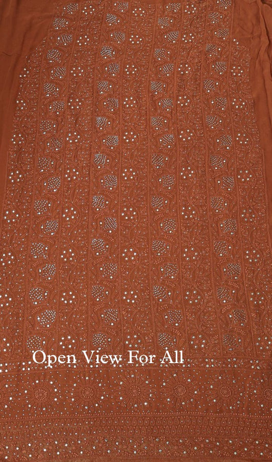 Beautiful purple premium Georgette 2-piece set by LVW Fashion Luxurious Chikankari, featuring intricate embroidery and elegant design.