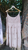 Grey Cheese Tulip Georgette Tunic by LVW Fashion with Chikankari embroidery, paired with matching gharara and dupatta.