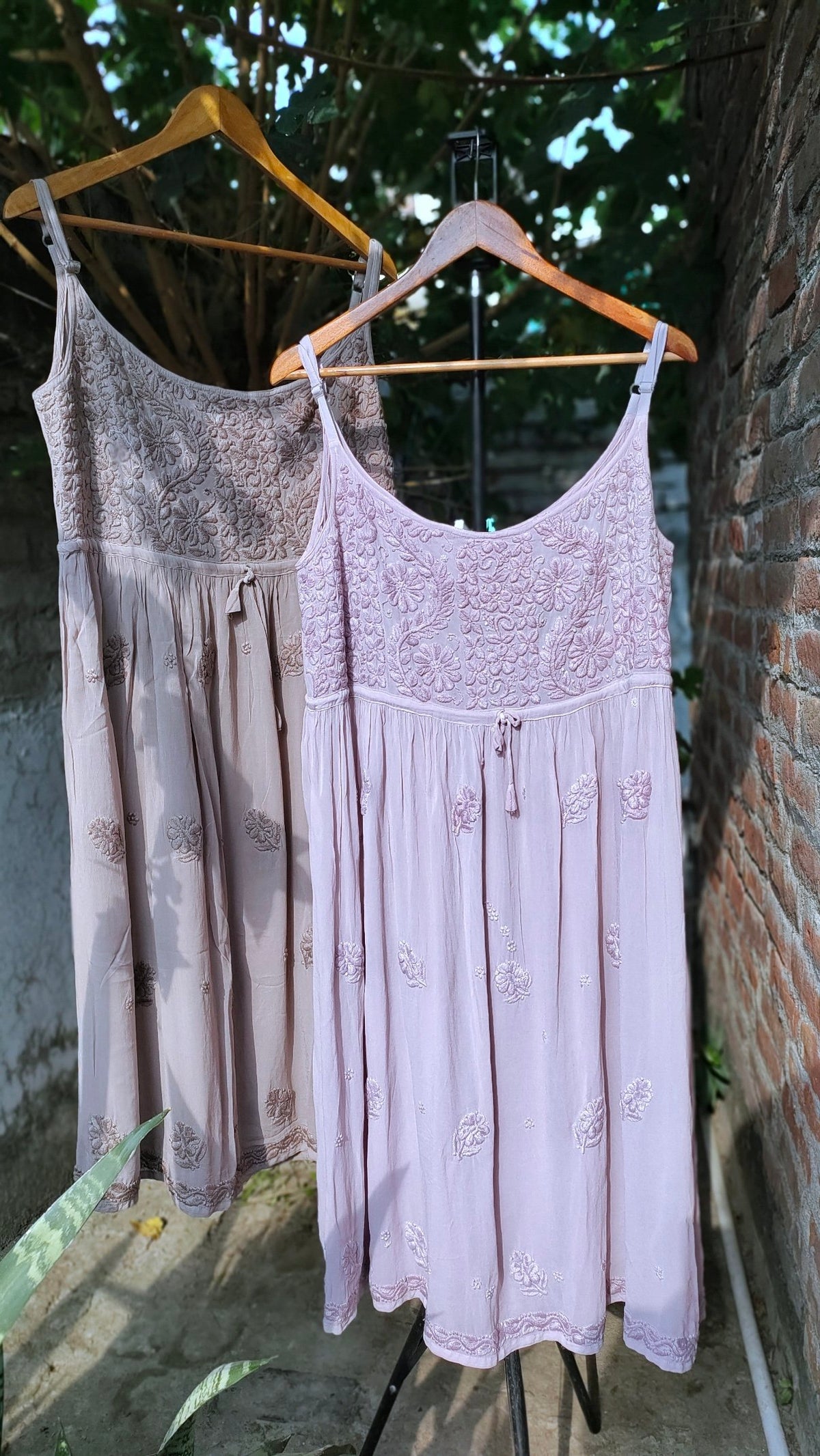 Gray LVW Fashion Cheese Tulip Tunic in luxurious Georgette with Chikankari, paired with matching gharara and dupatta.