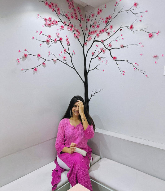 Meer Premium Georgette Chikankari Ombre Kurta
