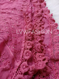 Luxurious LVW Fashion Chikankari 3-piece set with ombre dyeing and inner, showcasing intricate embroidery and elegant fabric.