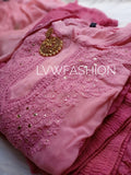 Luxurious LVW Fashion Chikankari ombre dyed 3-piece set with inner, showcasing elegant fabric and intricate embroidery details.