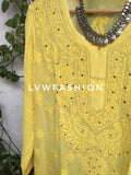 Luxurious LVW Fashion blue georgette 3-piece set with intricate Chikankari and Kamdani embroidery, elegant and stylish traditional attire.