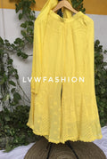 Blue premium georgette 3-piece set with intricate Chikankari and Kamdani embroidery by LVW Fashion Luxurious Chikankari.
