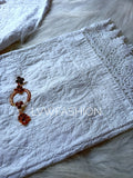 Blue and white georgette 3-piece set by LVW Fashion Luxurious Chikankari featuring elegant traditional design.