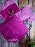 French Plum Ombre Dyed Premium Georgette 3-piece set by LVW Fashion Luxurious Chikankari, featuring elegant fabric and intricate design.
