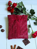 Mahira Claret Shade premium silk Chikankari long kurti with inner, traditional LVW Fashion Luxurious Chikankari embroidery.