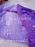Premium lavender ombre Georgette kurta with Chikankari embroidery and slip, by LVW Fashion Luxurious Chikankari.