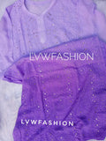 Lavender ombre georgette kurta with chikankari embroidery and slip by LVW Fashion Luxurious Chikankari.