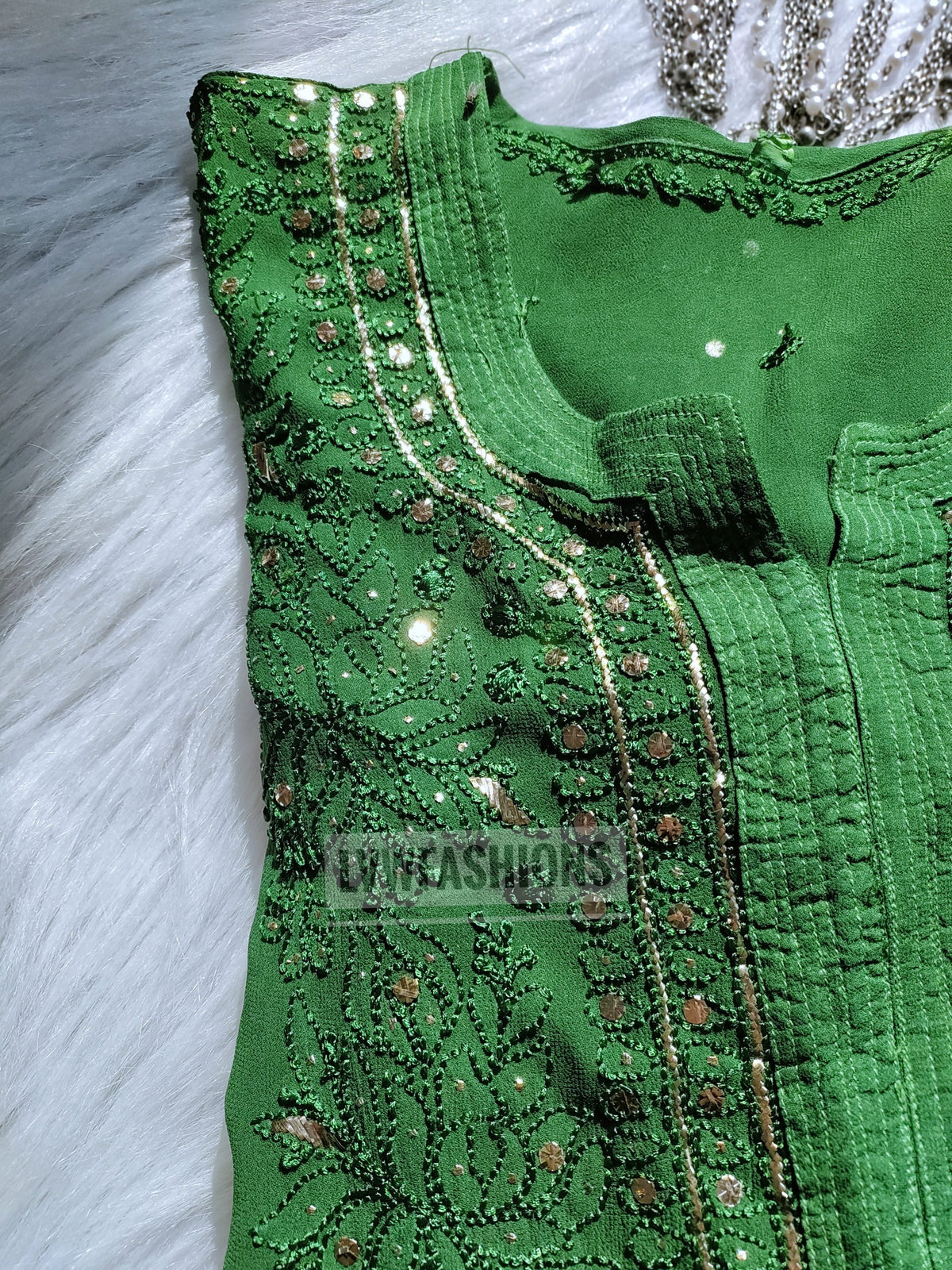 Pink MEERA premium georgette long Chikankari kurta with resham embroidery and silk slip inner, by LVW Fashion Luxurious Chikankari.