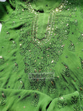 Pink MEERA premium georgette long Chikankari kurta with resham embroidery and silk slip inner, by LVW Fashion Luxurious Chikankari.