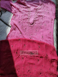 Pink MEERA premium georgette long chikankari kurta with resham embroidery and silk slip inner, by LVW Fashion Luxurious Chikankari.